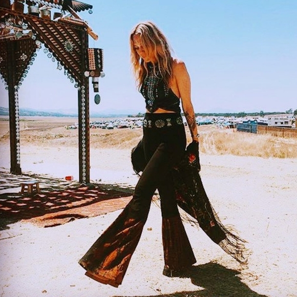 LONG LENGTH Tie Dye Bell Bottoms - Bellbottoms - Cotton Yoga Flare Leg Pants - Picture 2 of 9